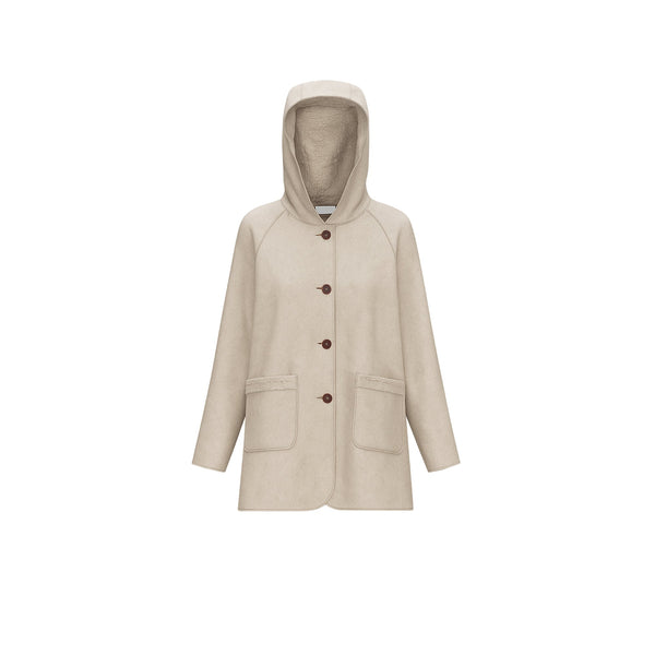 Emme Marella Cappottino Cappottino Donna Gavetta Reversibile con Cappuccio e Bottoni 40  - Francavilla Moda